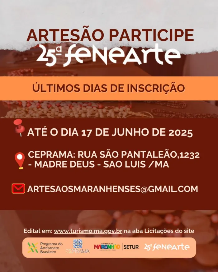 Setur-MA anuncia últimos dias para artesãos se inscreverem na 25ª FENEARTE