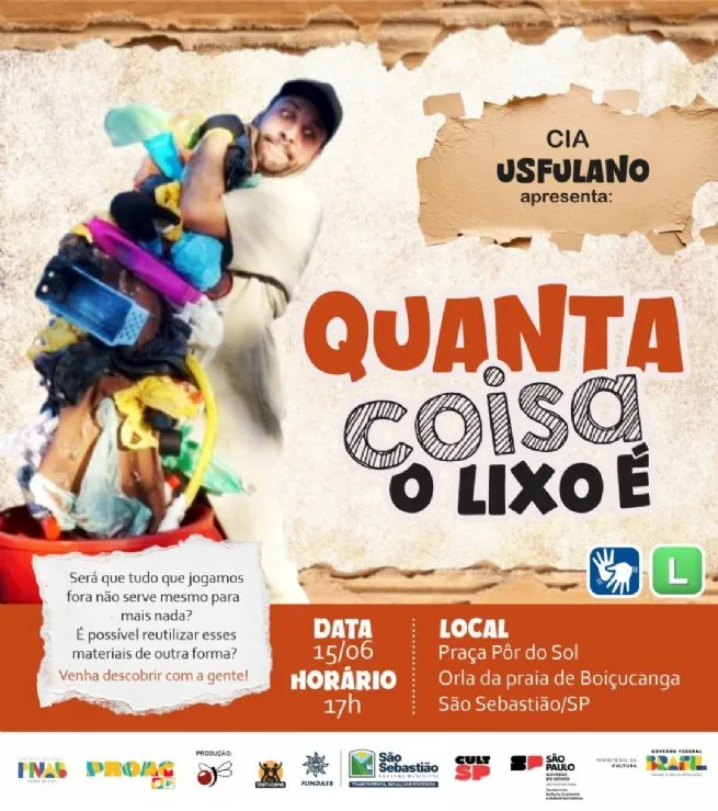 Espetáculo ‘Quanta coisa o Lixo é’ é atração na Praça Pôr do Sol neste domingo