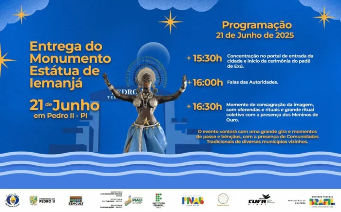 Pedro II inaugura monumento de Iemanjá durante Festival de Inverno