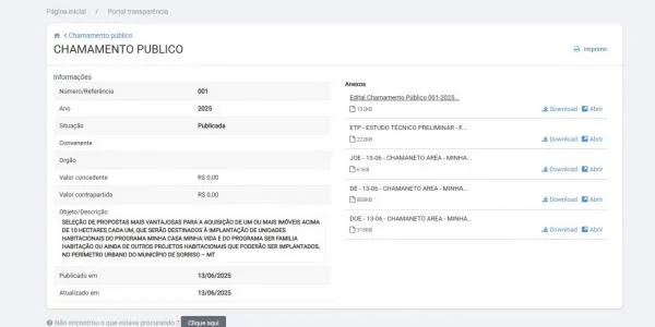 Prefeitura abre chamamento para aquisição de áreas para conjuntos habitacionais