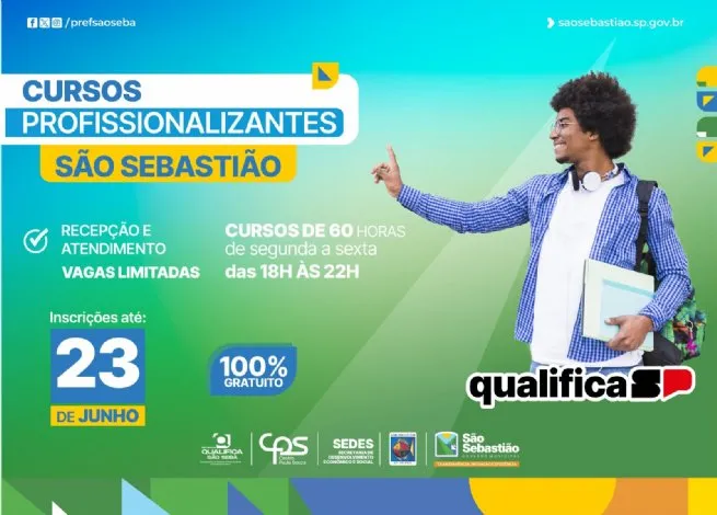 Prefeitura de São Sebastião tem inscrições abertas para 70 vagas em cursos de qualificação profissional