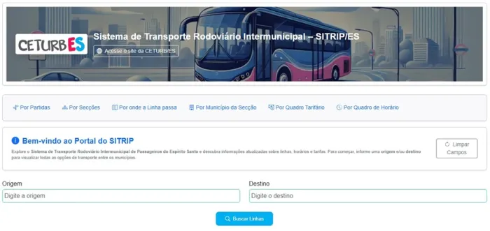 Ceturb-ES desenvolve portal para pesquisa de horários e tarifas do transporte intermunicipal