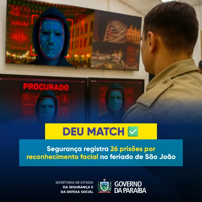 São João 2025: Tecnologia dos Centros Integrados da Segurança Pública levam à captura de 26 pessoas durante feriadão junino, na Paraíba