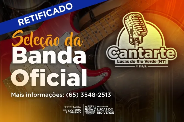 Inscrições para a seleção da Banda Oficial do Cantarte 2025 foram prorrogadas até 29 de junho