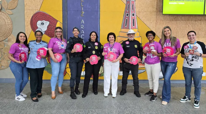 Governo de Sergipe realiza ação do ‘Não é não! Oxe!’ no Aeroporto de Aracaju e reforça importância do respeito às mulheres