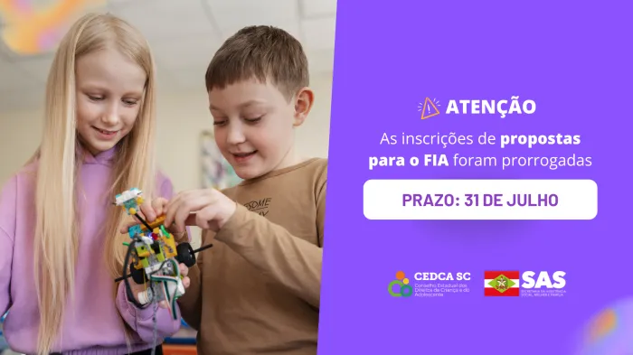 Prorrogado o prazo dos editais Fundo da Infância e Adolescência de SC até 31 de julho