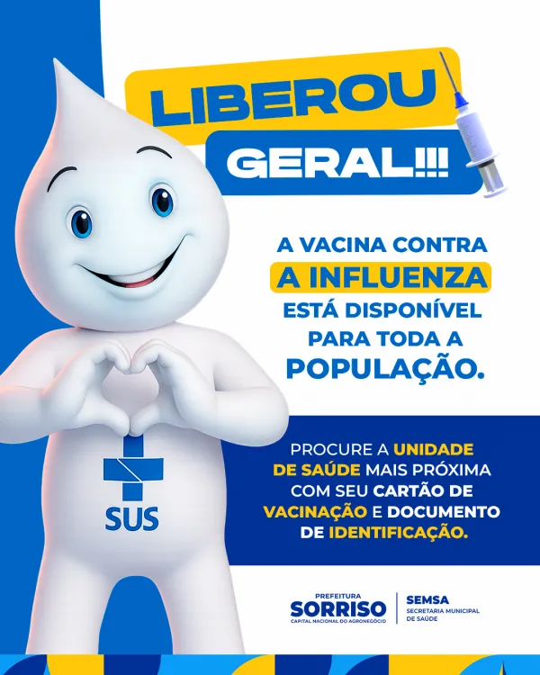Vacina contra a gripe está liberada para toda a população a partir dos 6 meses