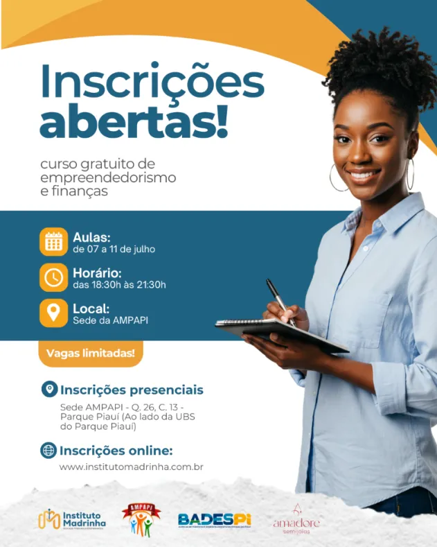Badespi e Instituto Madrinha oferecem 150 vagas gratuitas para capacitação de empreendedores da zona sul de Teresina
