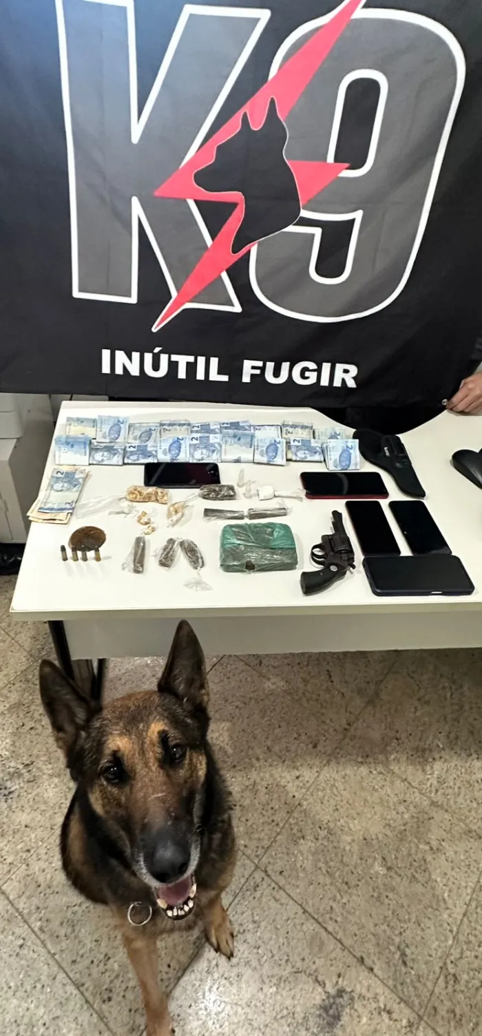 2º BPM apreende arma de fogo e drogas durante cumprimento de mandado em São Gabriel da Palha