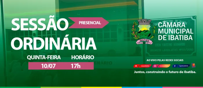Câmara Municipal convoca vereadores para 11ª Sessão Ordinária