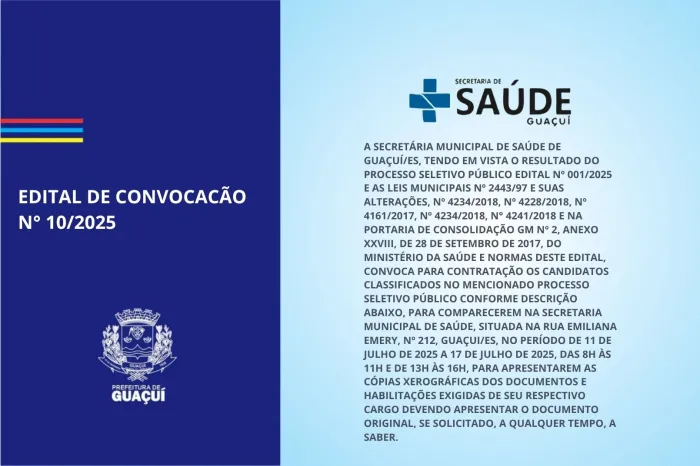 EDITAL DE CONVOCACÃO N° 10/2025