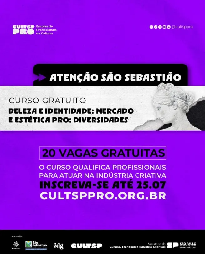 CULTSP PRO e Fundass lançam curso gratuito sobre estética, identidade e mercado com foco em expressões performáticas em São Sebastião
