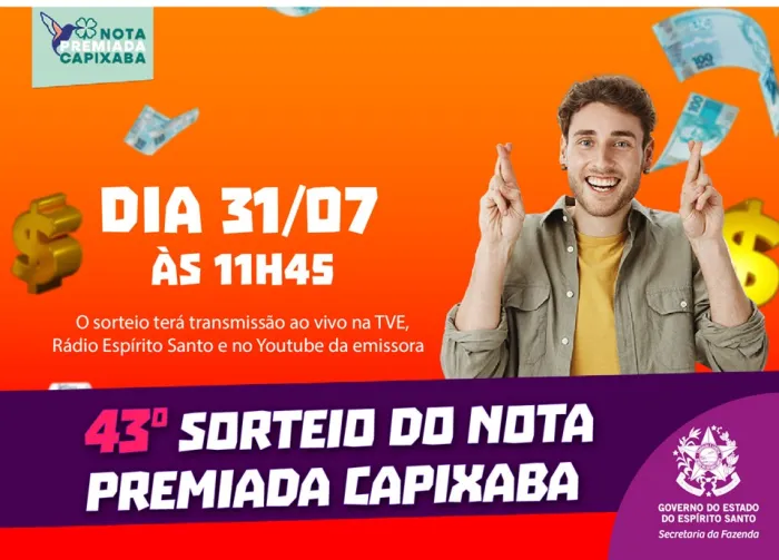 Quinta-feira (31) tem sorteio do Nota Premiada Capixaba