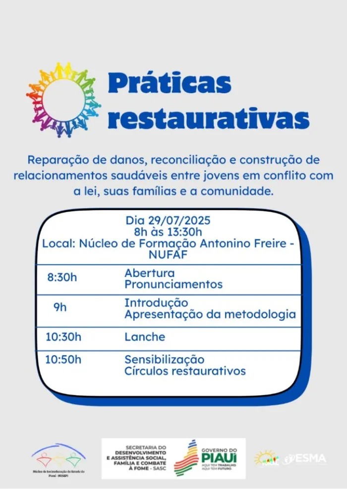 Sasc promove o projeto de Implantação de Práticas Restaurativas em Teresina
