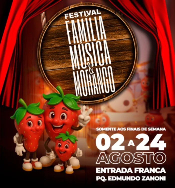 Unindo cultura e agricultura, “Festival da Família, Música e Morango 2025” começa no próximo sábado (2)