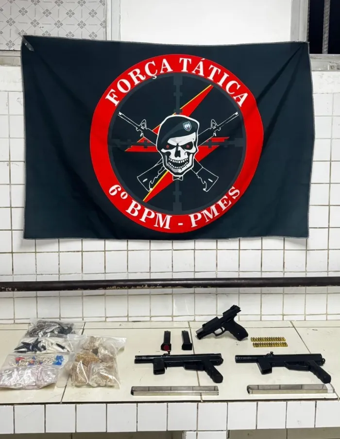 Força Tática do 6º BPM apreende armas de drogas na Serra