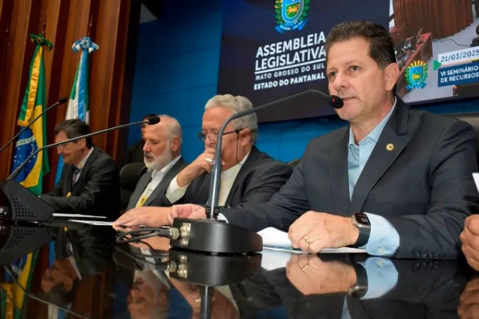 Renato Câmara durante o VI Seminário Estadual da Água, evento que debateu políticas de preservação e gestão dos recursos hídricos em Mato Grosso do Sul.
