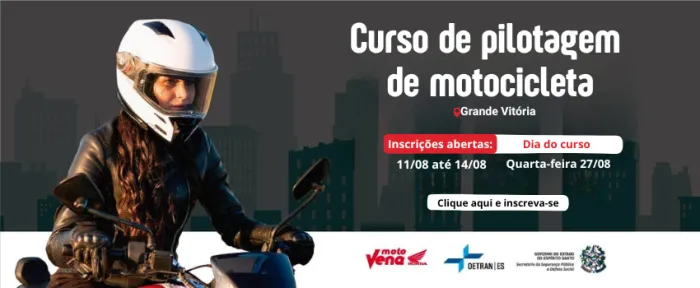 Detran|ES disponibiliza 15 vagas gratuitas para o curso de pilotagem