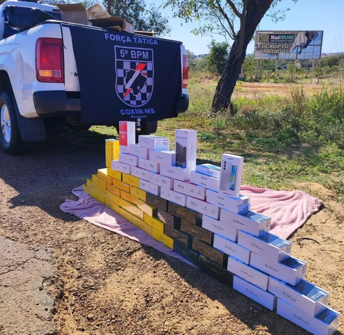 Polícia Militar apreende carga de celulares avaliada em mais de R$ 72 mil em Coxim
