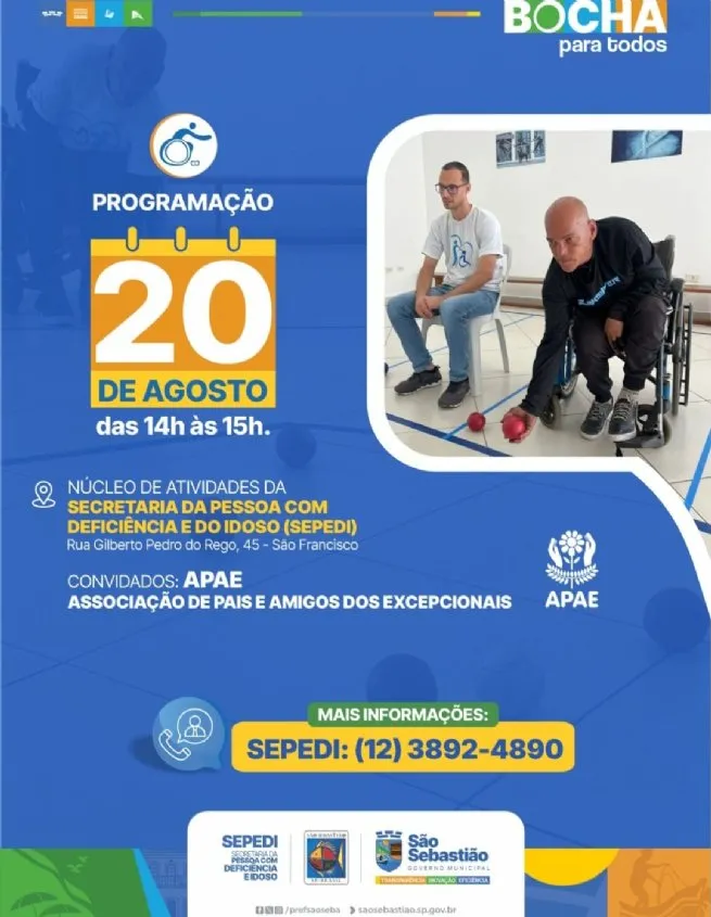 Prefeitura de São Sebastião promove vivência ‘Bocha para Todos’ a alunos da Apae