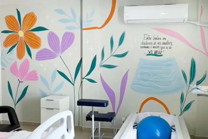 Pinturas humanizam salas de pré e pós-parto na Casa de Parto Natural do Feira VII