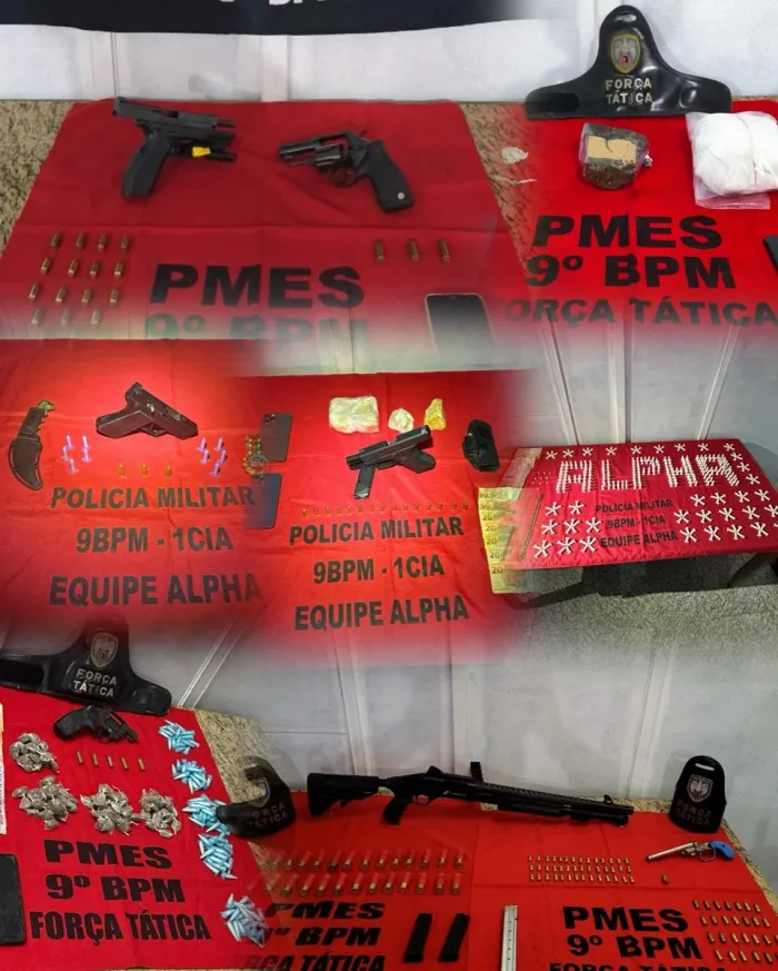 9º BPM realiza diversas apreensões de drogas e armas em Cachoeiro e Vargem Alta