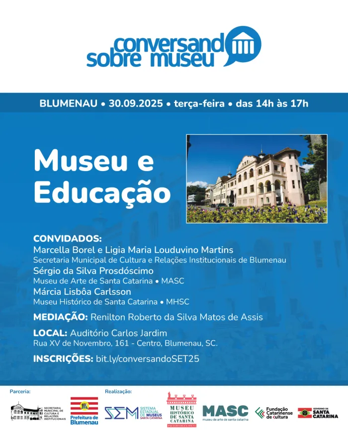 Fundação Catarinense de Cultura leva ciclo de discussão “Conversando sobre Museu” a Blumenau