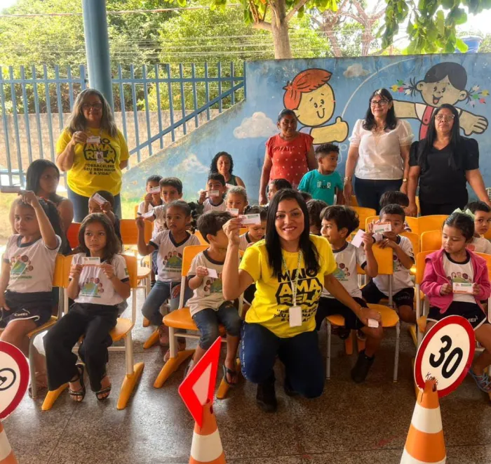 Detran promove ação educativa sobre normas e leis de trânsito para crianças da rede municipal