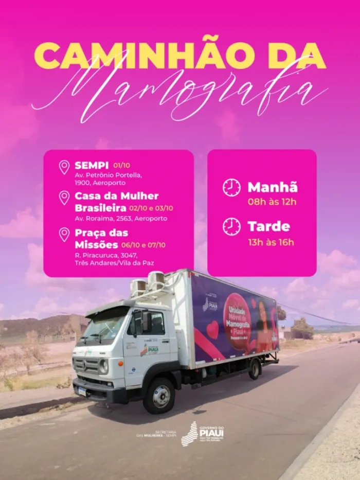 Sempi e Casa da Mulher Brasileira receberão Caminhão da Mamografia como parte das ações do Outubro Rosa