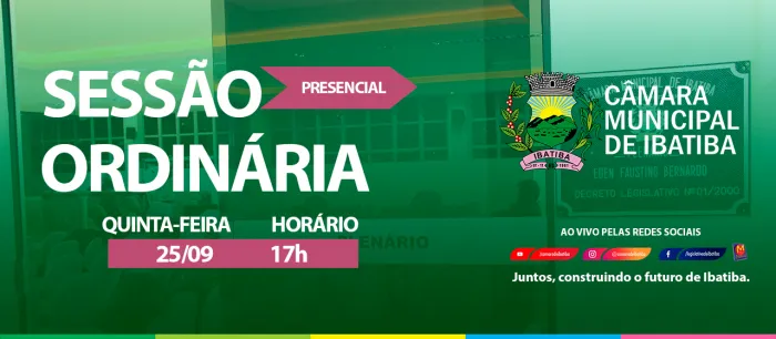 Câmara Municipal realiza 14ª Sessão Ordinária nesta quinta-feira (25)