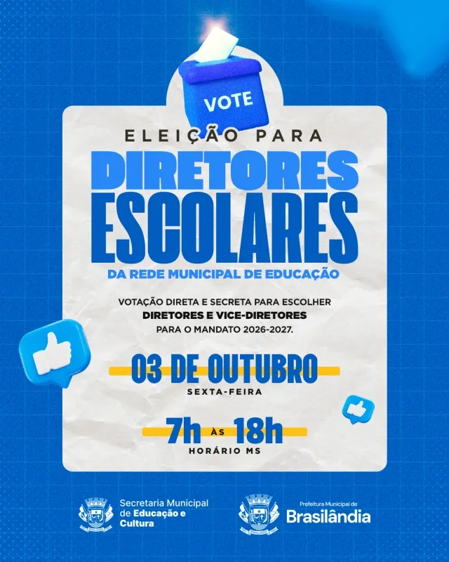 Brasilândia define amanhã diretores escolares para mandato 2026-2027