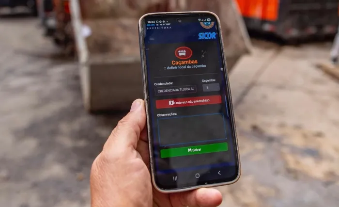 A ferramenta permite acompanhar, em tempo real, a colocação e retirada das caçambas por empresas credenciadas - Divulgação