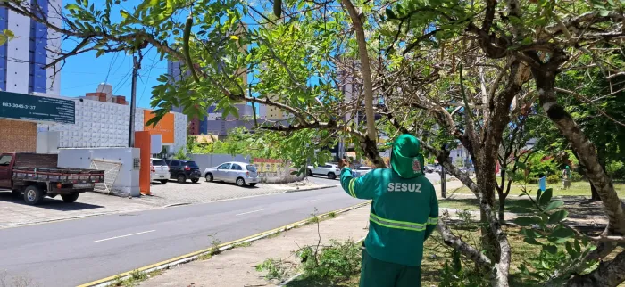 Praças Alcides Carneiro e Emerson Lucena recebem serviços da Sesuz