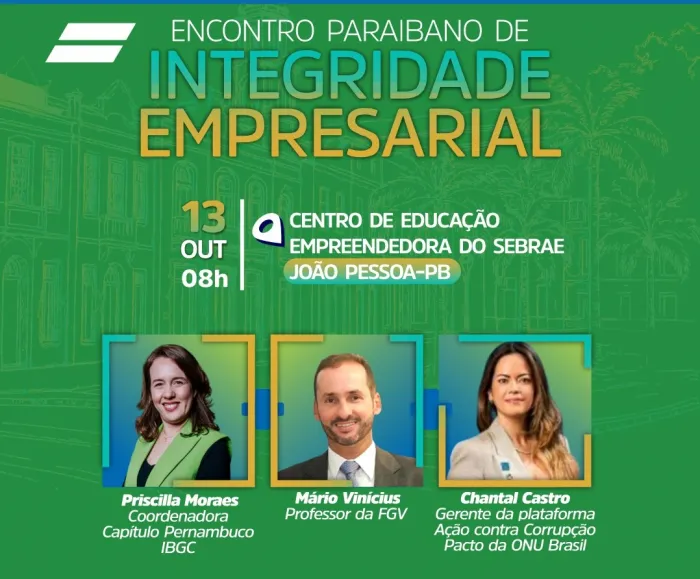 Controladoria Geral de João Pessoa realiza encontro sobre integridade empresarial no próximo dia 13