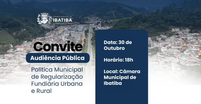 Câmara Municipal fará Audiência Pública para discutir a Regularização Fundiária
