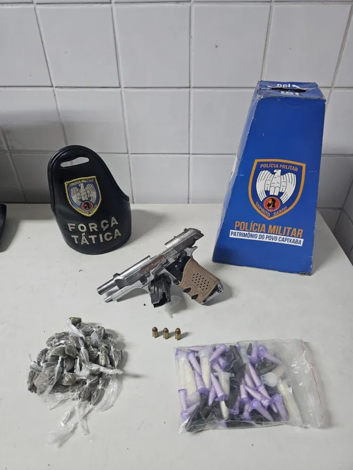 Força Tática do 6º Batalhão apreende arma e drogas