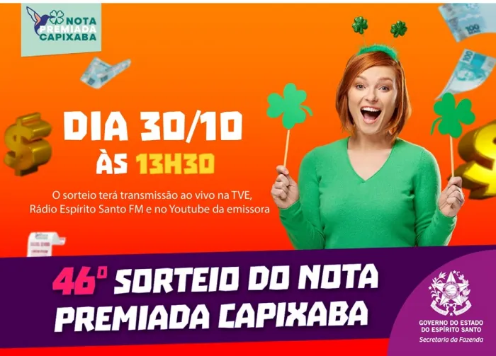 Sorteio do Nota Premiada Capixaba será realizado nesta quinta-feira (30)