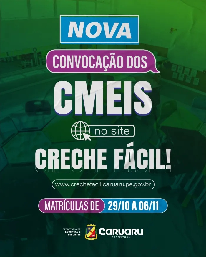 SEDUC Caruaru divulga novas vagas de crianças contempladas em CMEIs municipais