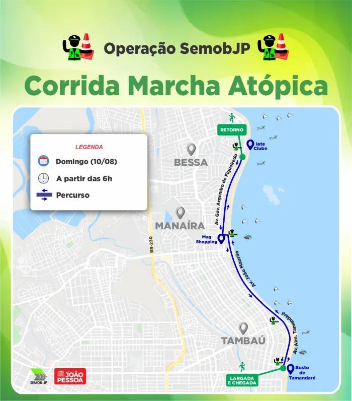 Semob-JP define plano de trânsito para a Corrida Marcha Atópica, neste domingo