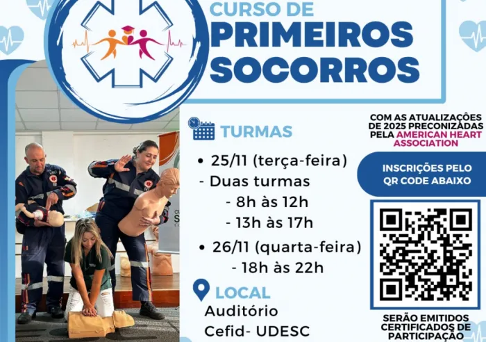 Udesc Cefid oferece curso de primeiros socorros em Florianópolis com atualizações internacionais