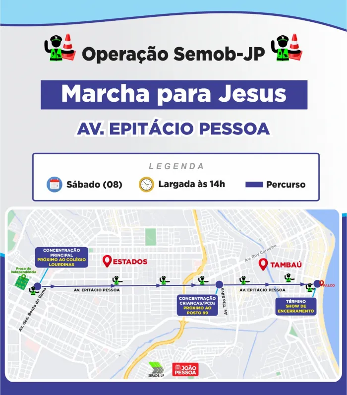 Semob-JP define planos operacionais de trânsito para a Marcha para Jesus e Circuito Ôxe de Triatlo 2025