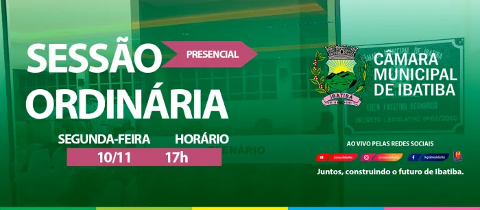 Câmara Municipal realiza 17ª Sessão Ordinária na próxima segunda-feira (10)