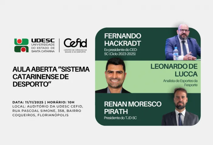 Udesc Cefid tem aula aberta nesta terça sobre sistema desportivo catarinense