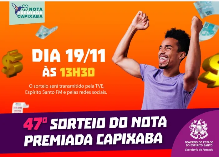 Sorteio do Nota Premiada Capixaba será realizado nesta quarta-feira (19)