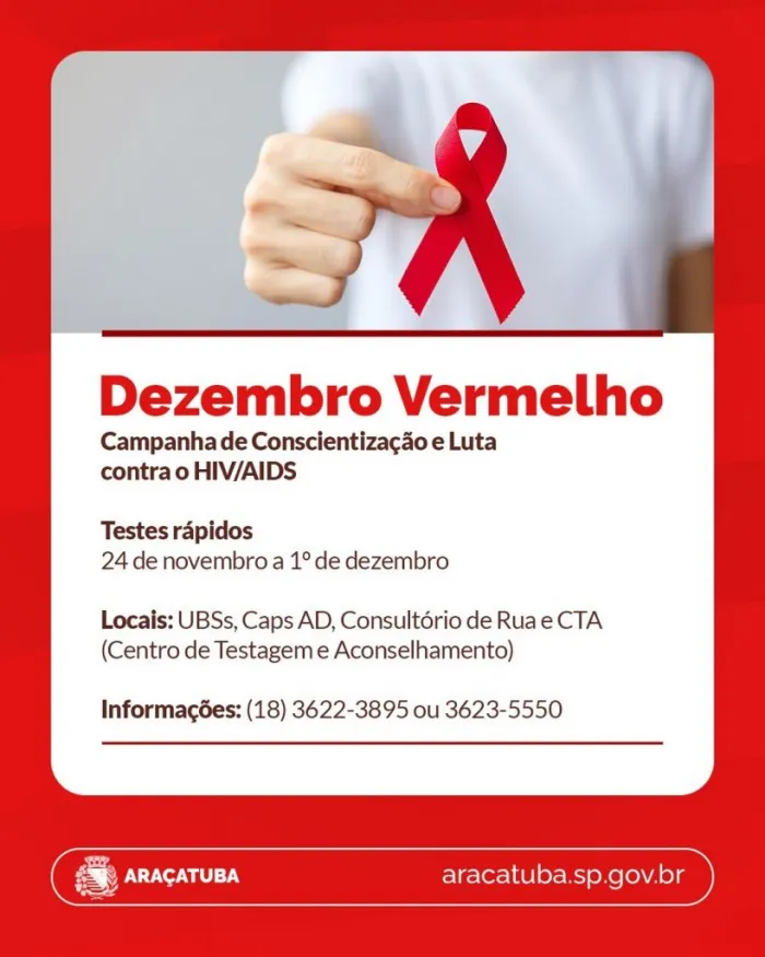 Araçatuba vai intensificar testagem de HIV e sífilis em todas as UBSs durante a campanha Fique Sabendo