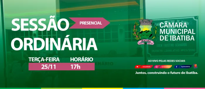 Câmara Municipal convoca vereadores para 18ª Sessão Ordinária