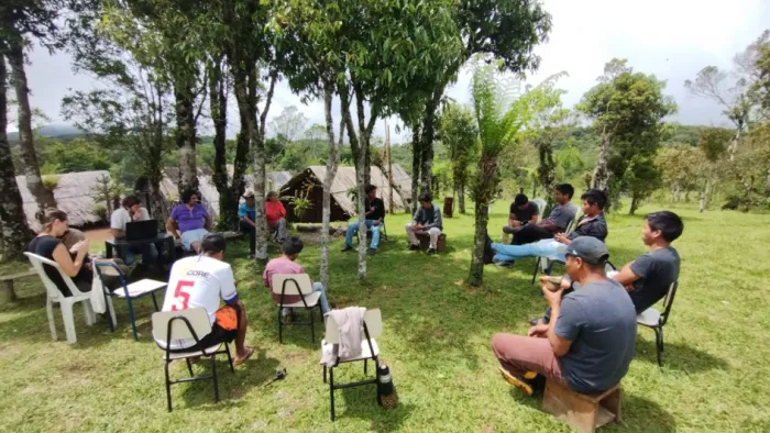 Aldeia Campo Molhado, em Maquiné, durante a construção do plano de vida para a aldeia -Foto: Divulgação/ONG Aepim