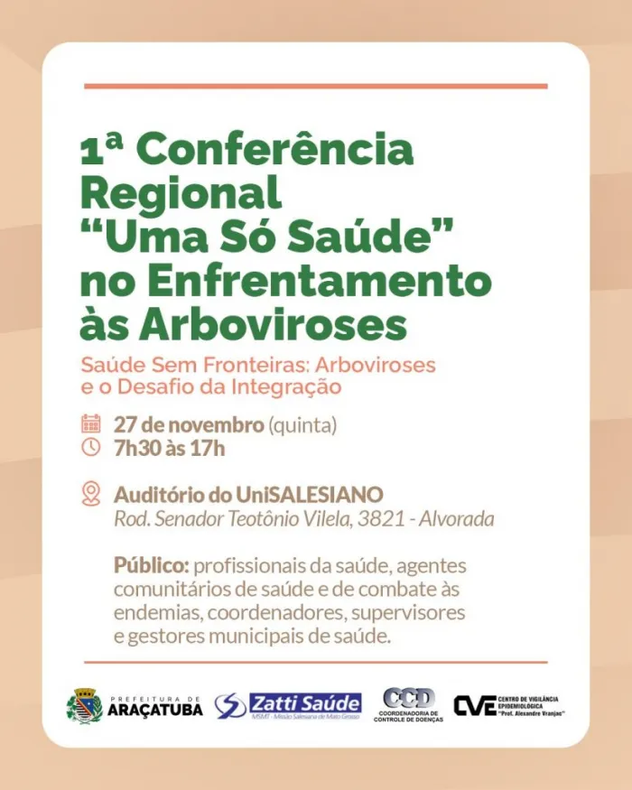 Conferência regional sobre enfrentamento às arboviroses será nesta quinta-feira, em Araçatuba