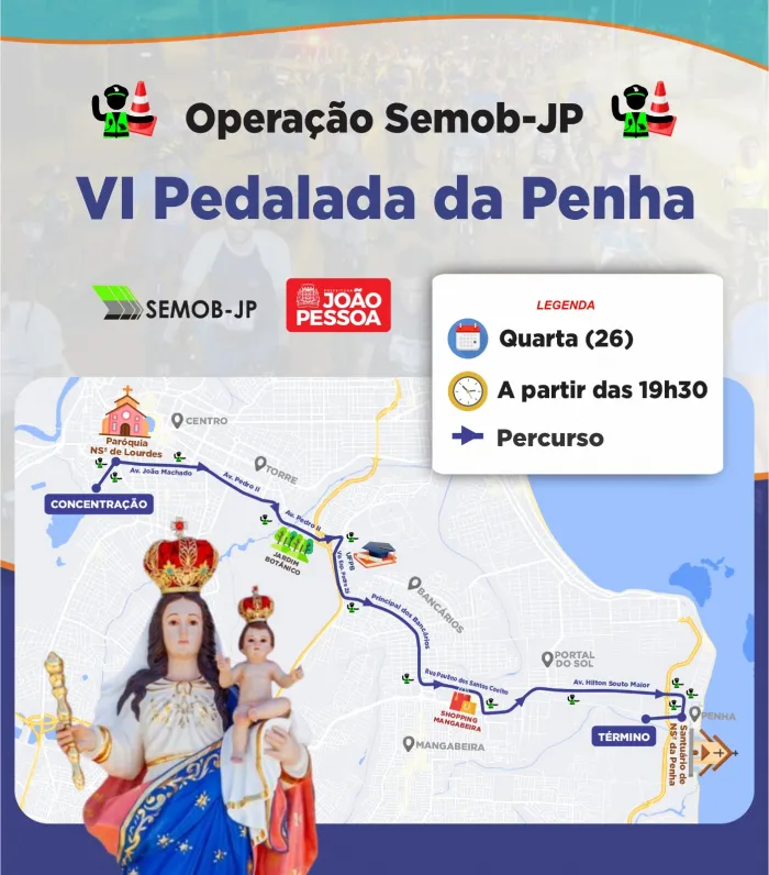 Semob-JP garante segurança viária na VI Pedalada da Penha, nesta quarta-feira