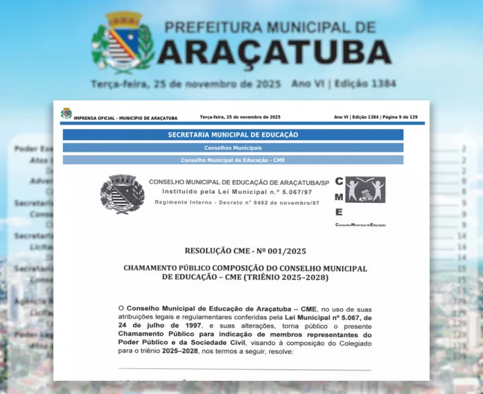 Conselho Municipal de Educação publica chamamento para indicação de novos membros